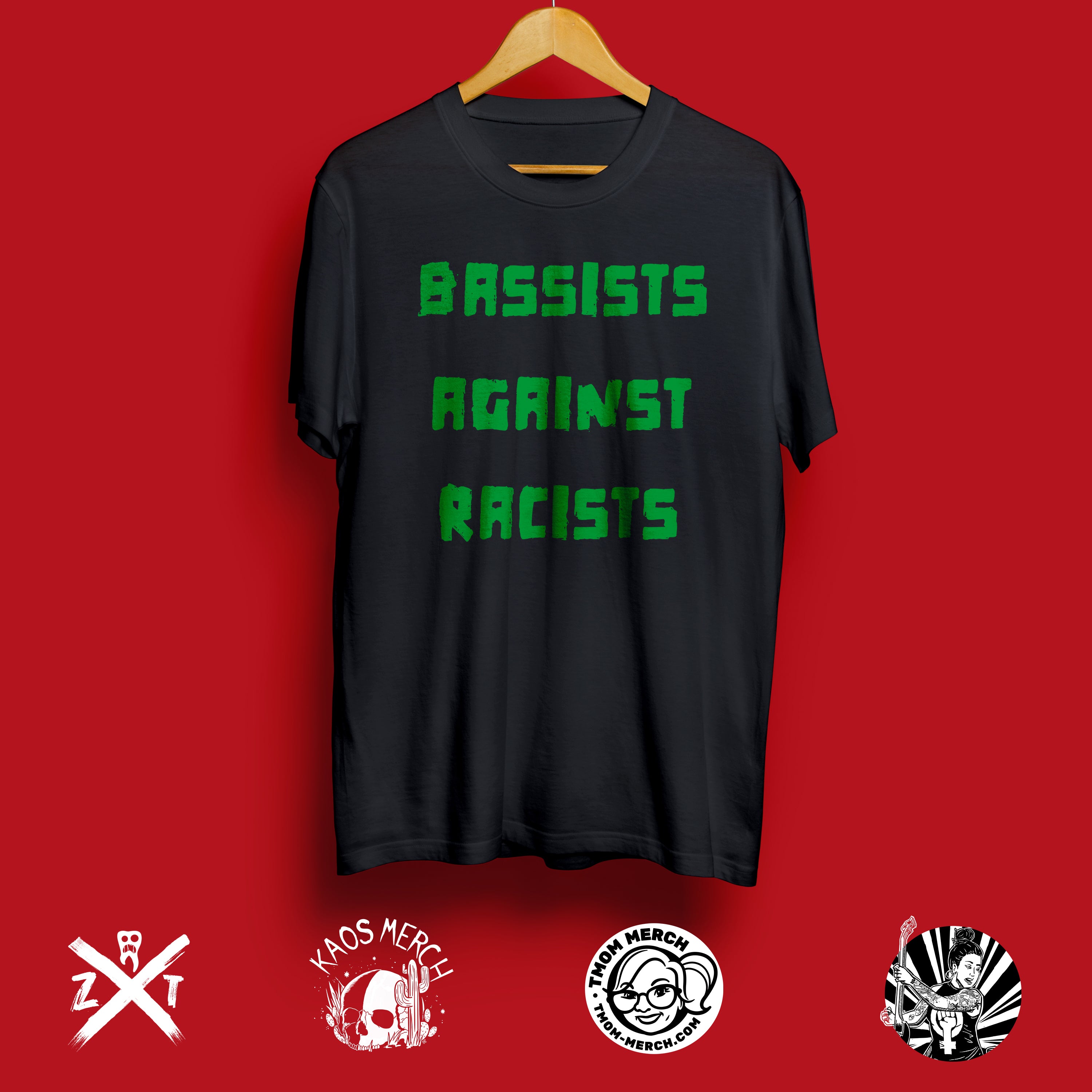 Bassists Against Racists – Special Edition T-Shirt green print image 0