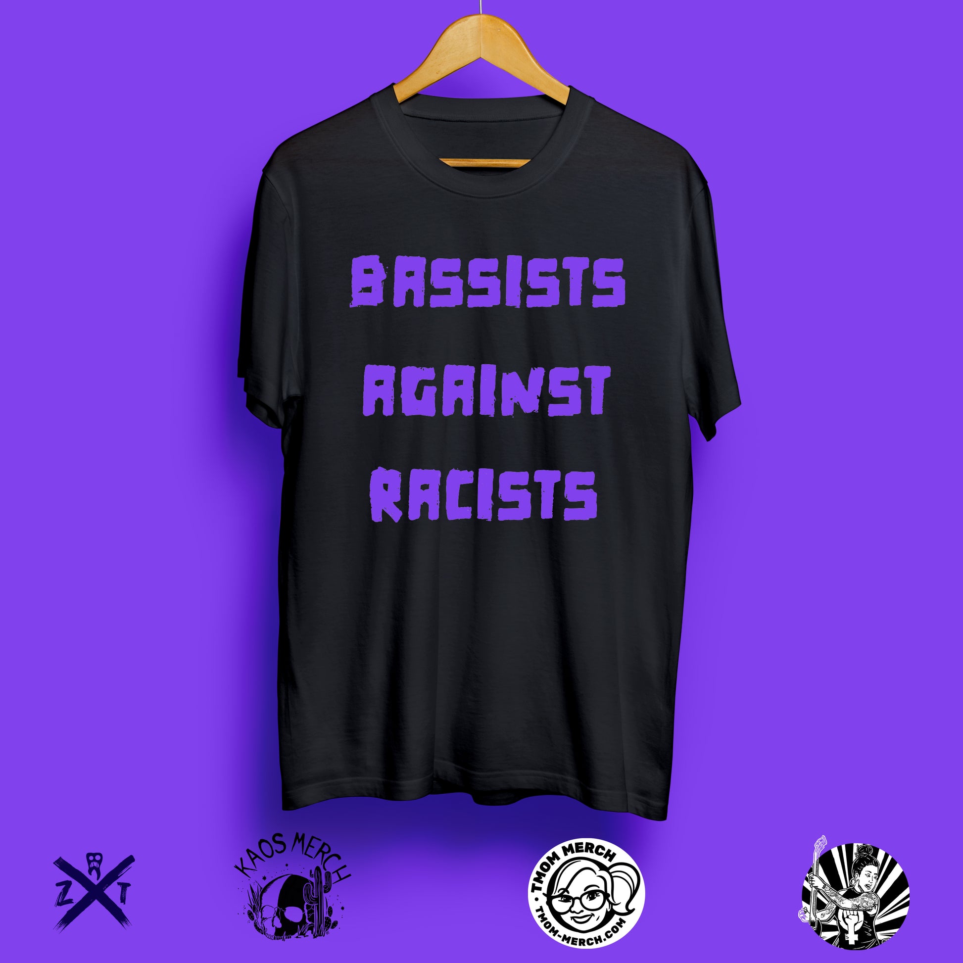 Bassists Against Racists – PURPLE OCTOBER SPECIAL T-Shirt - PRE-ORDER image 0